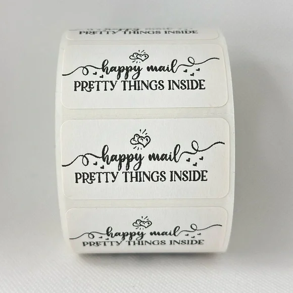 Happy mail sticker | pretty things inside sticker | shipping supplies 2in - Picture 4 of 6